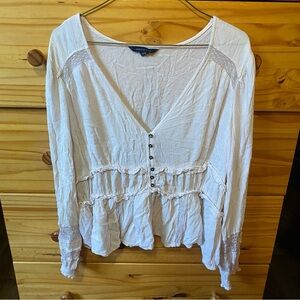 Creamy AE Gauzy Long Sleeve Blouse L